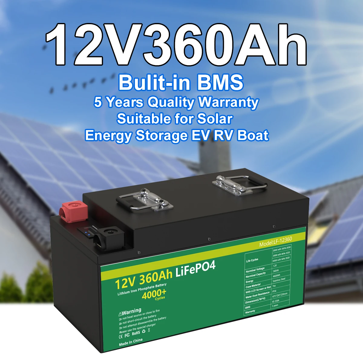 12V 280AH 360AH LiFePo4 Battery Pack 12V Lithium Iron Phosphate Batteries Bulit-in Smart 4S 250A BMS Grand A Cells For Solar RV
12V 280AH 360AH LiFePo4 Battery Pack 12V Lithium Iron Phosphate Batteries Bulit-in Smart 4S 250A BMS Grand A Cells For Solar RV