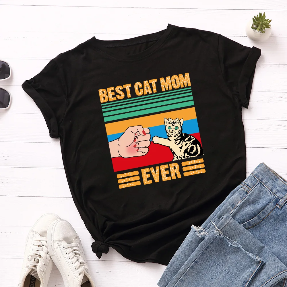 Best Cat Mom Ever Print Women T Shirt Short Sleeve O Neck Loose Women Tshirt Ladies Tee Shirt Tops Clothes Camisetas Mujer
Best Cat Mom Ever Print Women T Shirt Short Sleeve O Neck Loose Women Tshirt Ladies Tee Shirt Tops Clothes Camisetas Mujer