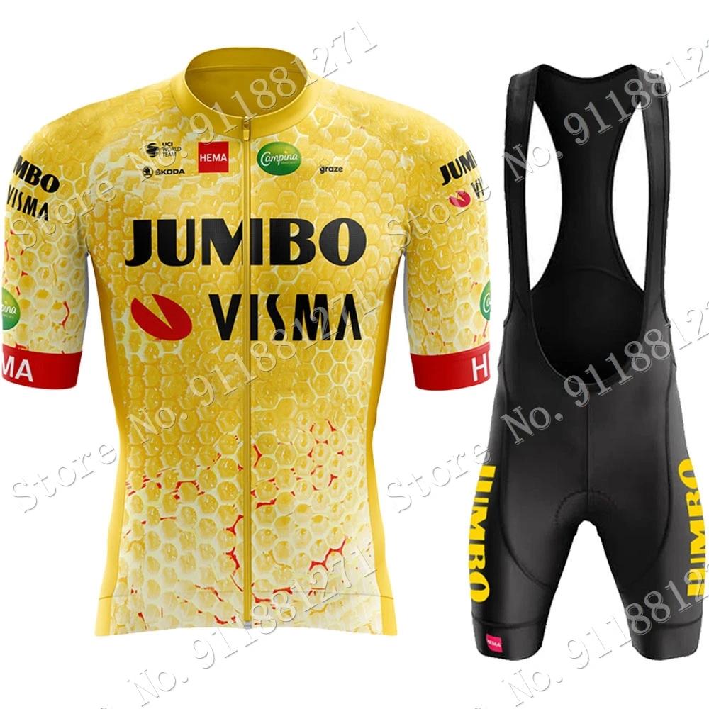 Комплект одежды для велоспорта Jumbo Visma, желтая футболка с коротким рукавом и шорты-комбинезон, 2022
Комплект одежды для велоспорта Jumbo Visma, желтая футболка с коротким рукавом и шорты-комбинезон, 2022