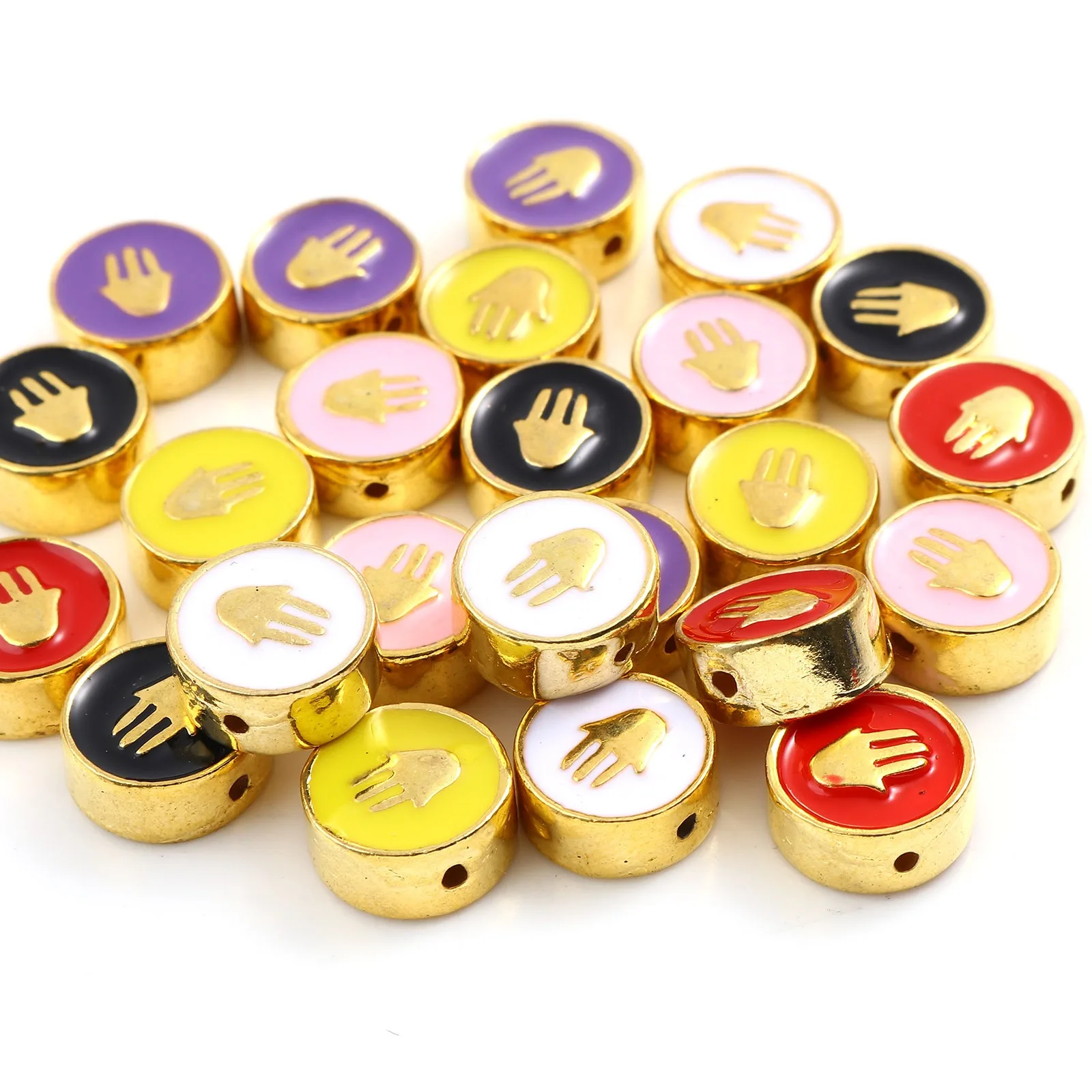 10PCs Hand Enamel Loose Beads Religious Metal Spacer Beads Flat Round Multicolor DIY Making Bracelets Women Jewelry Gifts 10mm
10PCs Hand Enamel Loose Beads Religious Metal Spacer Beads Flat Round Multicolor DIY Making Bracelets Women Jewelry Gifts 10mm