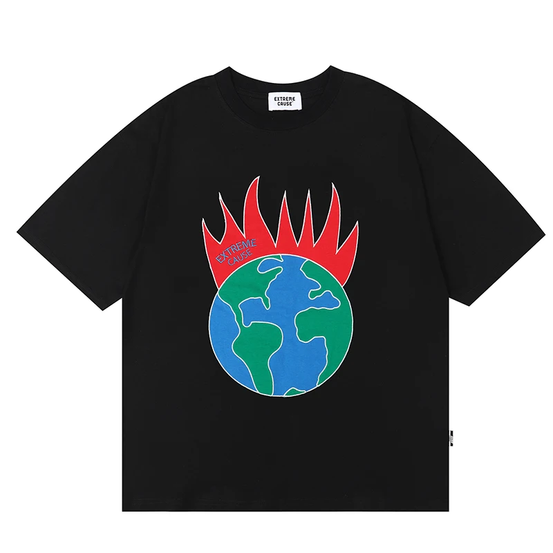 New Flame Earth Print Short Sleeve Couple Top Tees Round Neck Harajuku High Street Cotton Tshrits Loose Oversized T Shirt
New Flame Earth Print Short Sleeve Couple Top Tees Round Neck Harajuku High Street Cotton Tshrits Loose Oversized T Shirt