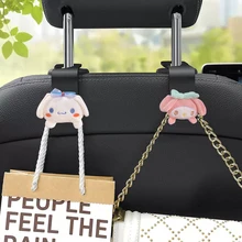 Sanrioed Kuromi Cinnamoroll Melody Plush Cars Hook New Cartoon Plushies Doll Car Seat Backrest Hanger Invisible Storage Holder