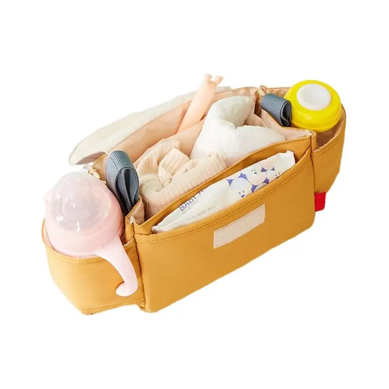 

Сумка на детскую коляску, универсальная износостойкая подвесная сумка для подгузников, дорожный держатель с несколькими карманами для мам, органайзер для чашки для новорожденных