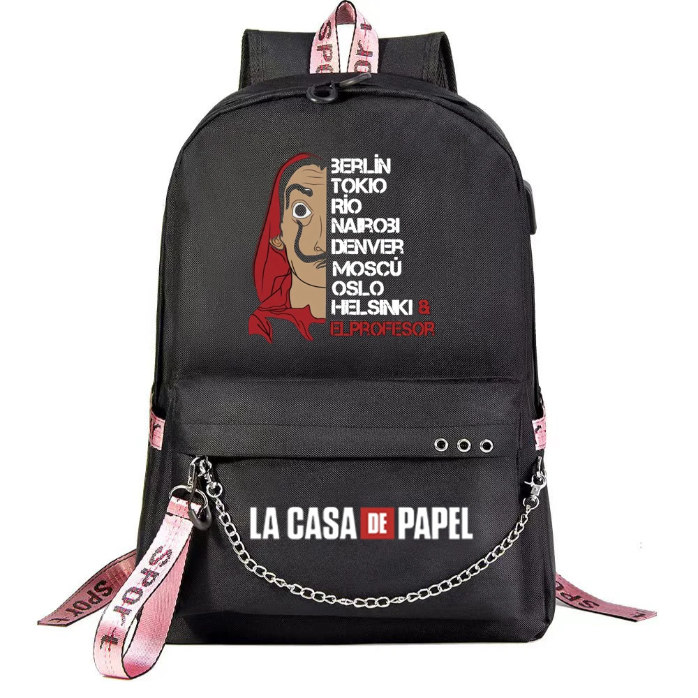 

Бумажный рюкзак La Casa De Papel для добычи денег, для девочек и мальчиков, дорожный ранец для подростков, детский школьный портфель