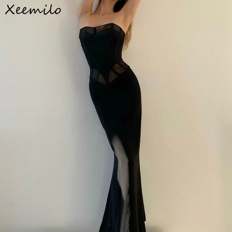 Xeemilo Temperament Waist Transparent Tube Long Dress Elegant Slash-neck Prom Dresses Sexy Night Evening Club Party Black Robe
Xeemilo Temperament Waist Transparent Tube Long Dress Elegant Slash-neck Prom Dresses Sexy Night Evening Club Party Black Robe
