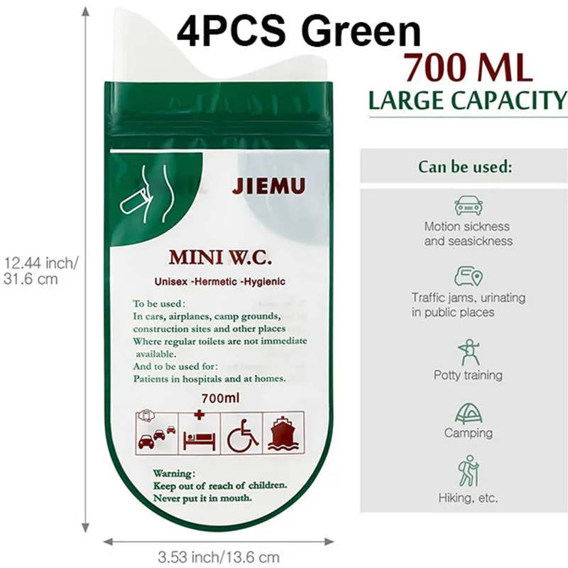 4PCS 700ml unisex Emergency Portable Car Urine Bag Vomit Bags Mini Mobile Toilets Handy Unisex Disposable Urinal Toilet Bag
4PCS 700ml unisex Emergency Portable Car Urine Bag Vomit Bags Mini Mobile Toilets Handy Unisex Disposable Urinal Toilet Bag