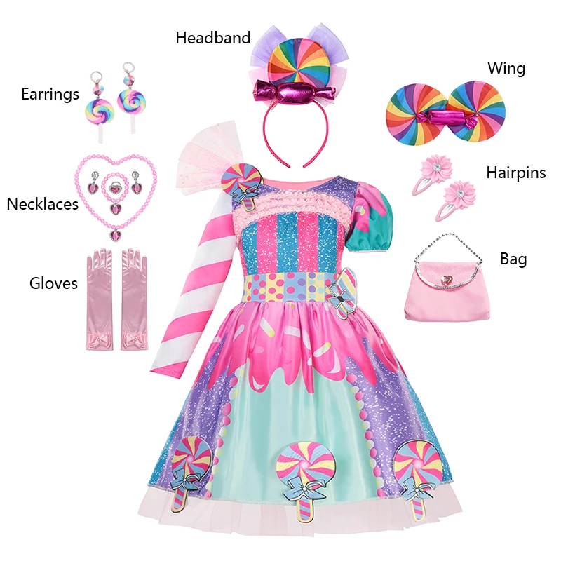 Girls Fancy Colorful Lollipop Princess Dress Novelty Long and Short Sleeve Clothing Kids Carnival Birthday Cosplay Candy Costume
Girls Fancy Colorful Lollipop Princess Dress Novelty Long and Short Sleeve Clothing Kids Carnival Birthday Cosplay Candy Costume