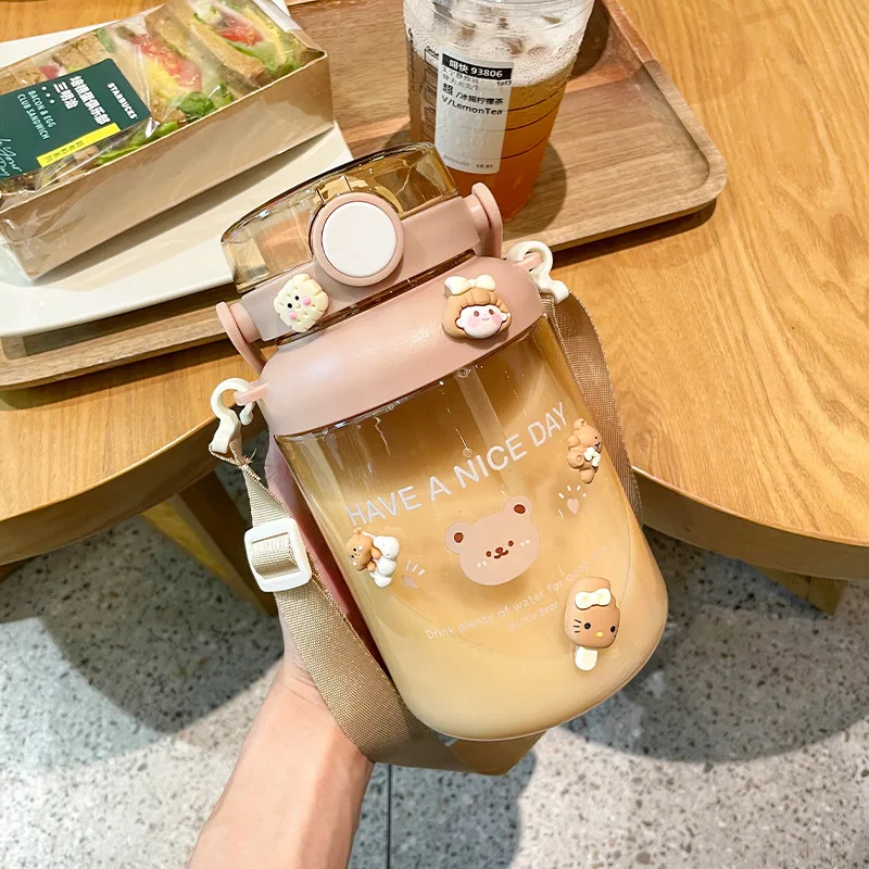 Large Capacity Mug With Cup Strap Portable Outdoor Kettle Sports Tumbler Cute Fitness Jug Two Ways To Drink 1/1.3L Water Bottle
Large Capacity Mug With Cup Strap Portable Outdoor Kettle Sports Tumbler Cute Fitness Jug Two Ways To Drink 1/1.3L Water Bottle