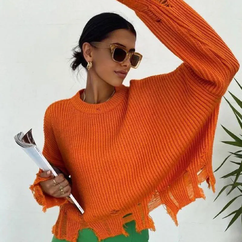 Tassel Knit Women Sweater Ripped Hole Hem 2022 Autumn Winter Loose Casual Female Pullover Fashion O-neck Long Sleeve Lady Jumper
Tassel Knit Women Sweater Ripped Hole Hem 2022 Autumn Winter Loose Casual Female Pullover Fashion O-neck Long Sleeve Lady Jumper