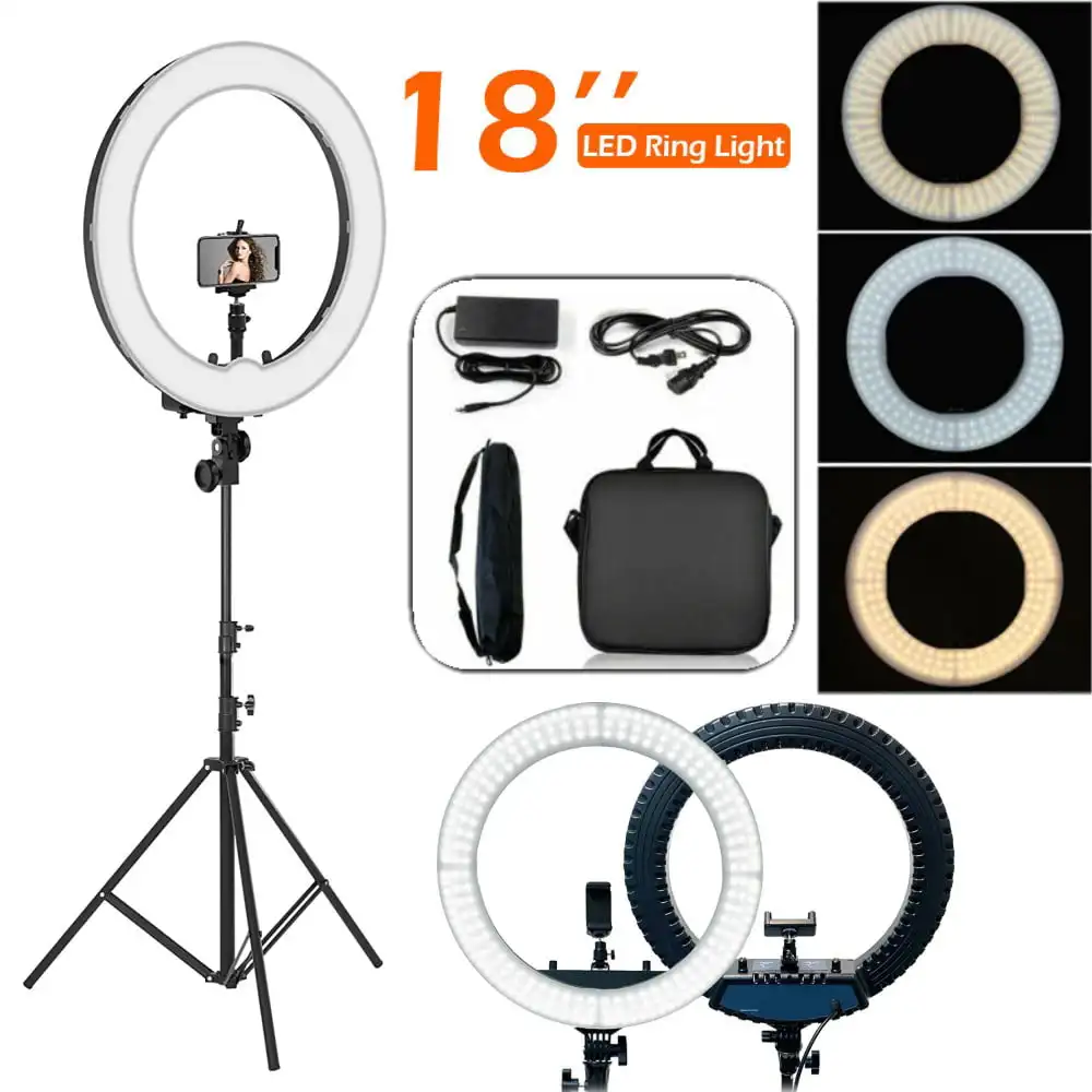 18" LED Ring Light Photographic Selfie Ring Lighting with Stand selfie stick Smartphone Makeup Video Studio Tripod Ring Light
18" LED Ring Light Photographic Selfie Ring Lighting with Stand selfie stick Smartphone Makeup Video Studio Tripod Ring Light