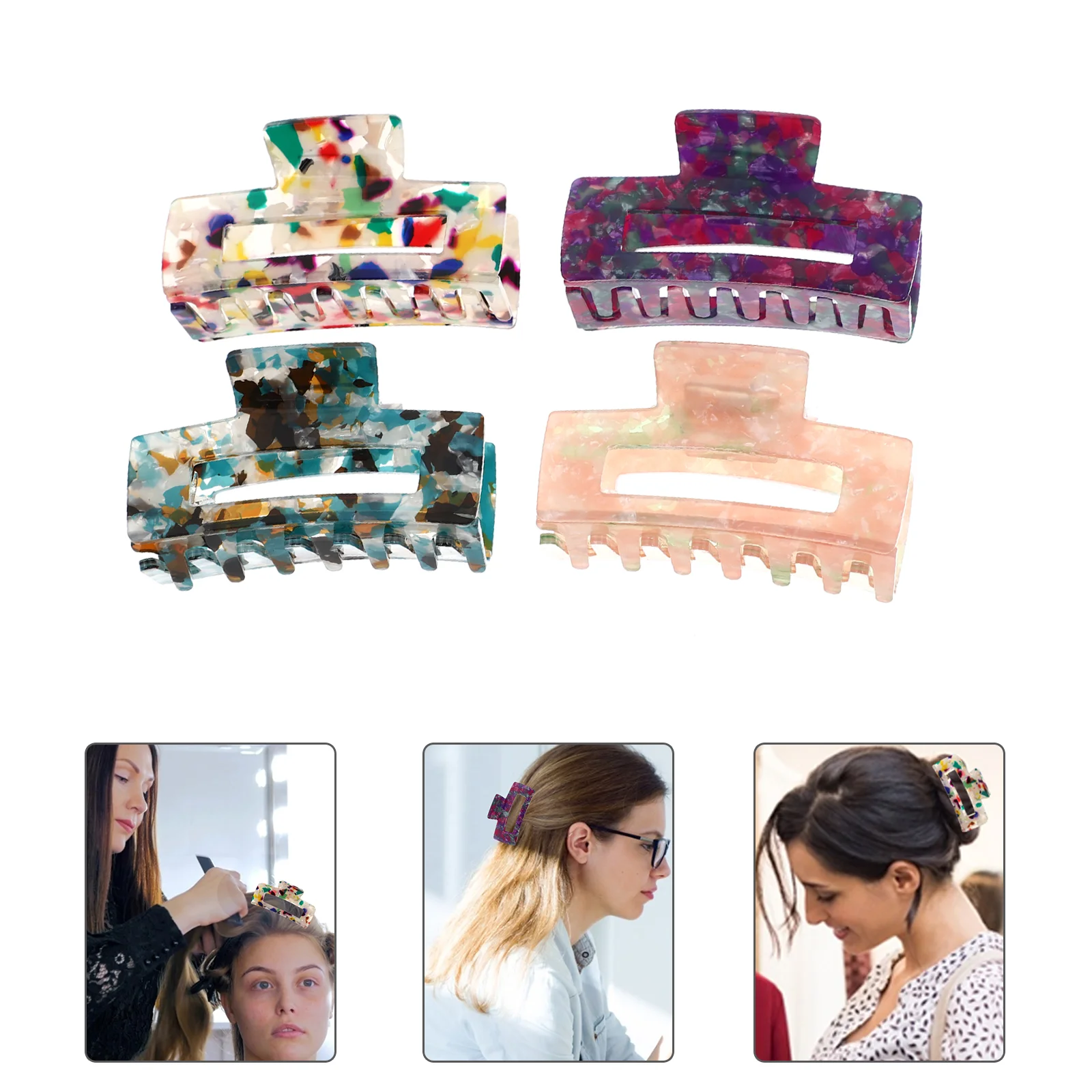 4pcs Colorful Hair Claw Clamps Large Hair Clips Exquisite Hair Claws for Decor
4pcs Colorful Hair Claw Clamps Large Hair Clips Exquisite Hair Claws for Decor