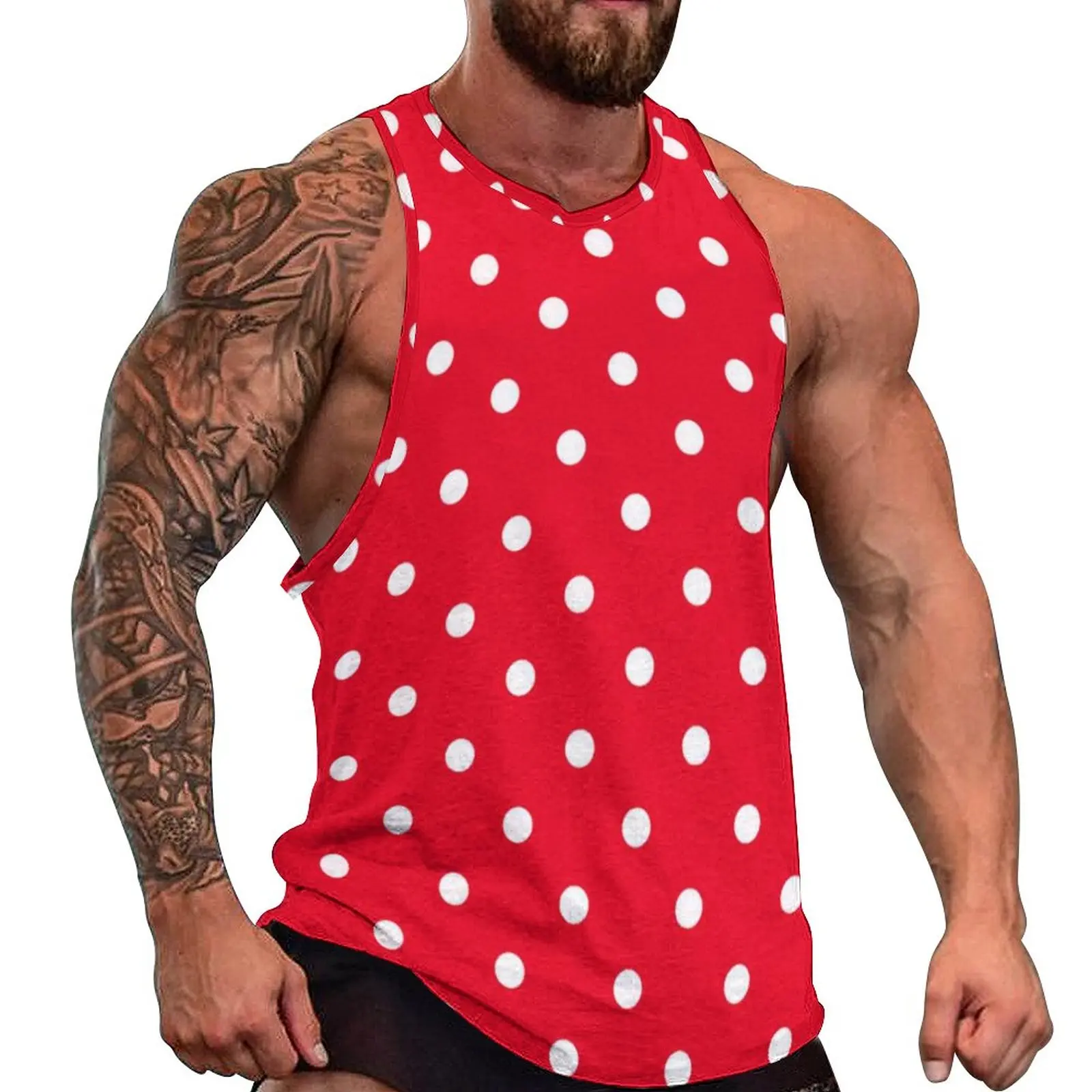 Red with White Polka Dots Tank Top Males Polka Dot Spotted Circles Tops Daily Print Workout Fashion Oversized Sleeveless Shirts
Red with White Polka Dots Tank Top Males Polka Dot Spotted Circles Tops Daily Print Workout Fashion Oversized Sleeveless Shirts