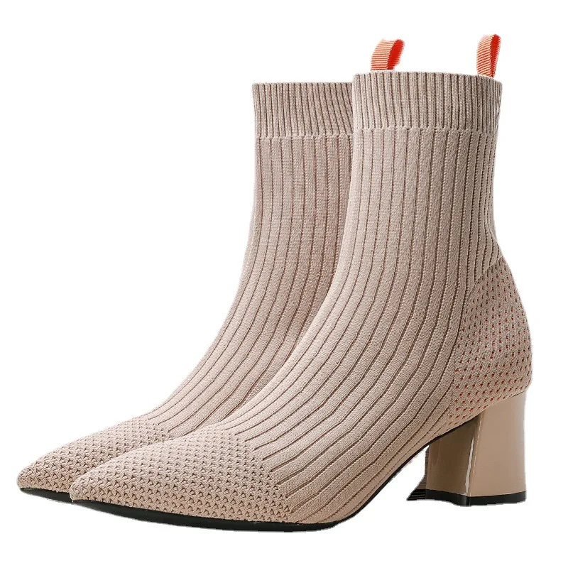 Women Ankle Socks Boots European and American Style Knitted Solid Color Pointed Toe Thick Heel Fashion Daily Women Shoes KC119
Women Ankle Socks Boots European and American Style Knitted Solid Color Pointed Toe Thick Heel Fashion Daily Women Shoes KC119