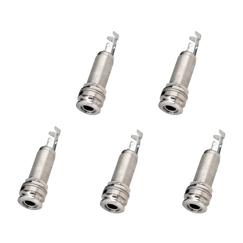 A1347 5 Piece Guitar Bass End Pin Output Jack 1/4 Inch Mono Or Stereo Applications Silver
A1347 5 Piece Guitar Bass End Pin Output Jack 1/4 Inch Mono Or Stereo Applications Silver