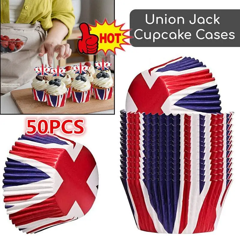 50PCS Union Jack Cupcake Cases Baking Muffin Queen Platinum Jubilee Party UK
50PCS Union Jack Cupcake Cases Baking Muffin Queen Platinum Jubilee Party UK