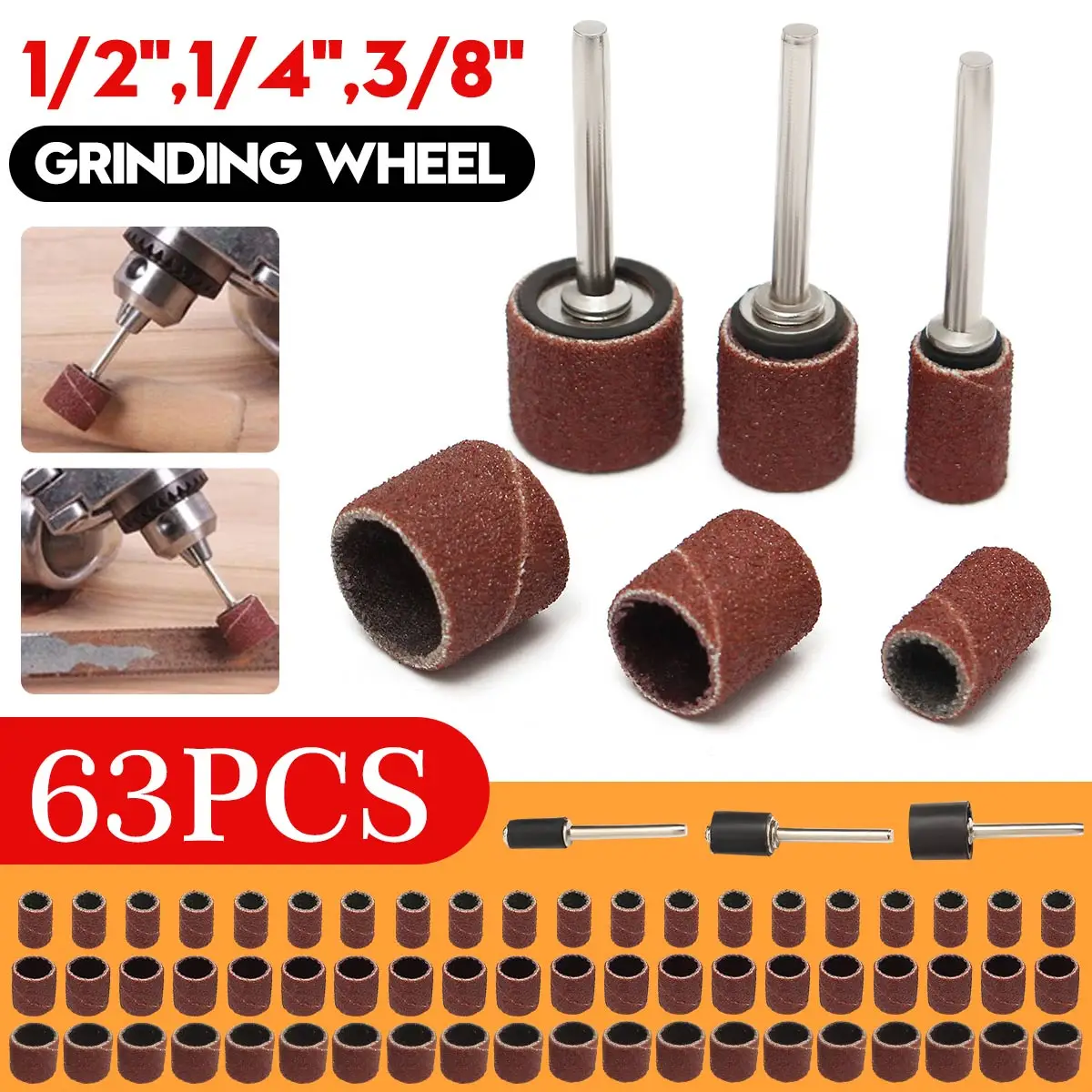 63Pcs 80Grit Drum Sanding Kit 1/2 3/8 1/4 Inch Sand Mandrels Fits for Dremel Includes Rubber Drum Mandrels Drum Sanding Bands
63Pcs 80Grit Drum Sanding Kit 1/2 3/8 1/4 Inch Sand Mandrels Fits for Dremel Includes Rubber Drum Mandrels Drum Sanding Bands