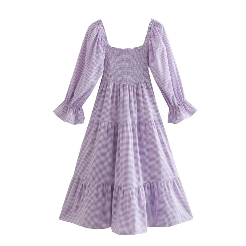 Withered Ins Fashion Blogger French Style Vintage Square Collar Purple Plaid Puff Sleeve Fashion Elegant Causal Dress Women
Withered Ins Fashion Blogger French Style Vintage Square Collar Purple Plaid Puff Sleeve Fashion Elegant Causal Dress Women