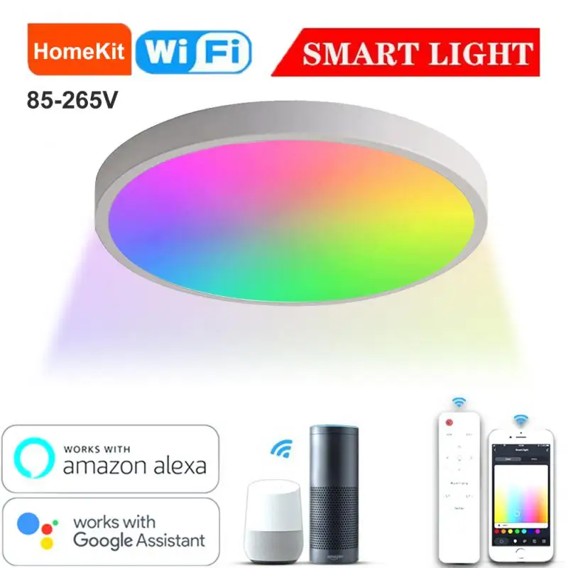 WIFI+BLE LED Ceiling Light Living Room Flush Mount Smart Ceiling Lamp RGB Dimmable 24W 1920LM Work With Alexa /Google Home
WIFI+BLE LED Ceiling Light Living Room Flush Mount Smart Ceiling Lamp RGB Dimmable 24W 1920LM Work With Alexa /Google Home