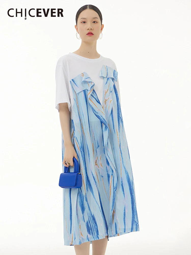CHICEVER Vintage Patchwork Dress For Women Round Neck Short Sleeve Colorblock Midi Dresses Female Summer Clothing Fashion 2022
CHICEVER Vintage Patchwork Dress For Women Round Neck Short Sleeve Colorblock Midi Dresses Female Summer Clothing Fashion 2022