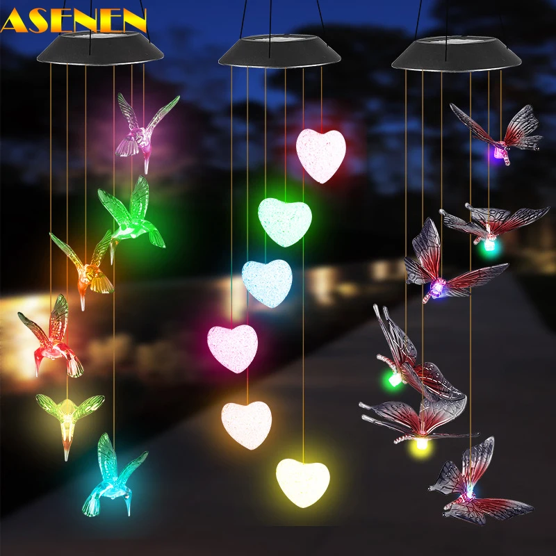 Solar Wind Chimes Color Changing Outdoor Lights Hummingbird Butterfly Wind Chimes Hanging Lamp Waterproof Garden Yard Decoration 
Solar Wind Chimes Color Changing Outdoor Lights Hummingbird Butterfly Wind Chimes Hanging Lamp Waterproof Garden Yard Decoration