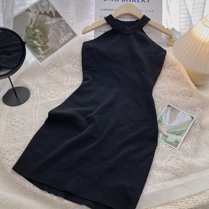 2023 Knitting Dress Woman Solid O-neck Summer Korean Sleeveless Elastic Sheath Draw String Band Ladies Party Mini Dress
2023 Knitting Dress Woman Solid O-neck Summer Korean Sleeveless Elastic Sheath Draw String Band Ladies Party Mini Dress