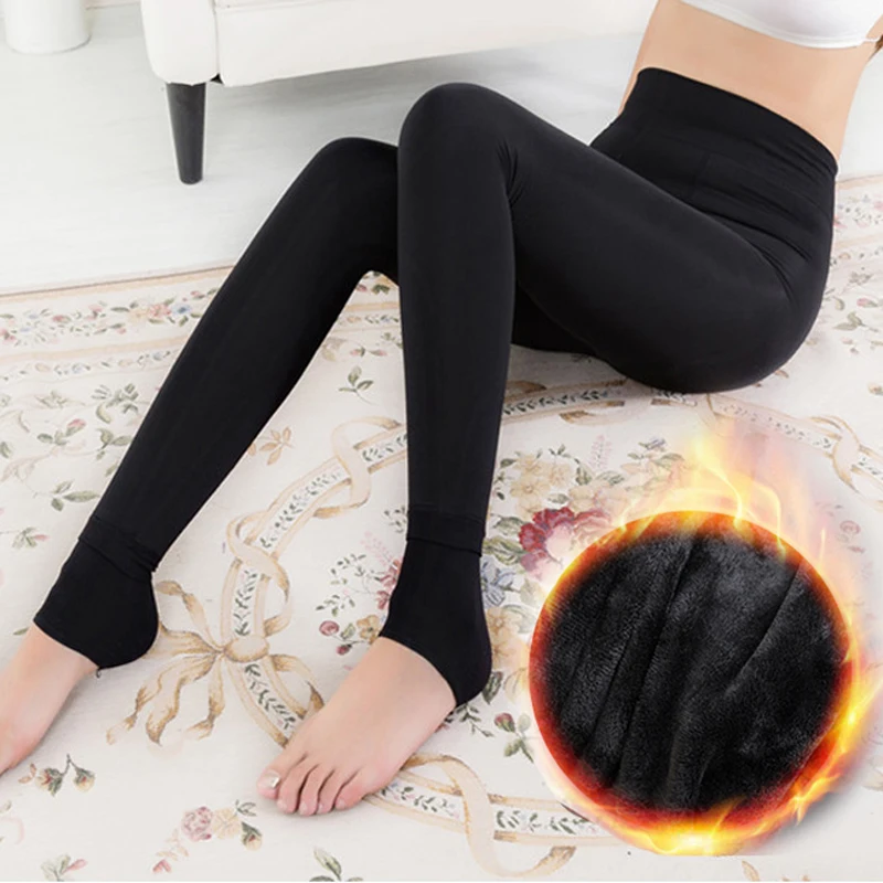 

Women Fleece Leggings Sexy Translucent Slim Pantyhose Elasticity Winter Warm Legging Thermal Tights Female Woman Pants