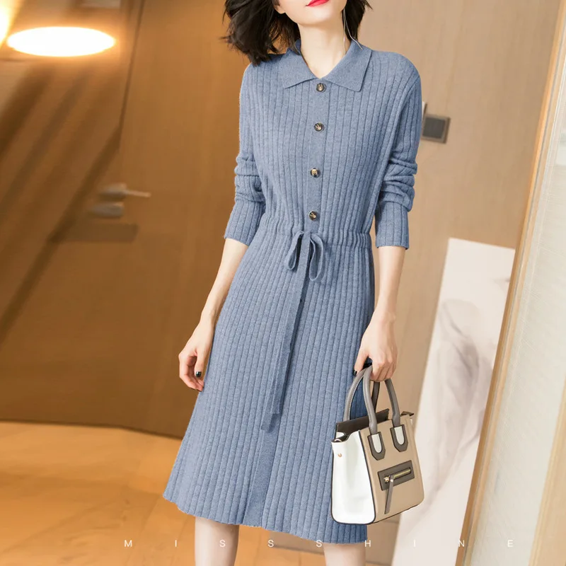 Fashion sexy dress for women 2022 korean style solid color knitted sweater dress doll collar waist tie mid-length female dress
Fashion sexy dress for women 2022 korean style solid color knitted sweater dress doll collar waist tie mid-length female dress