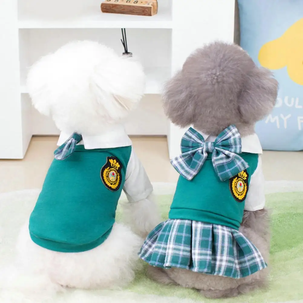 Pet Dress College Style Dog Shirt Bow Plaid Print Cat Skirt Pet Fashion T-shirt Clothing for Spring Summer
Pet Dress College Style Dog Shirt Bow Plaid Print Cat Skirt Pet Fashion T-shirt Clothing for Spring Summer