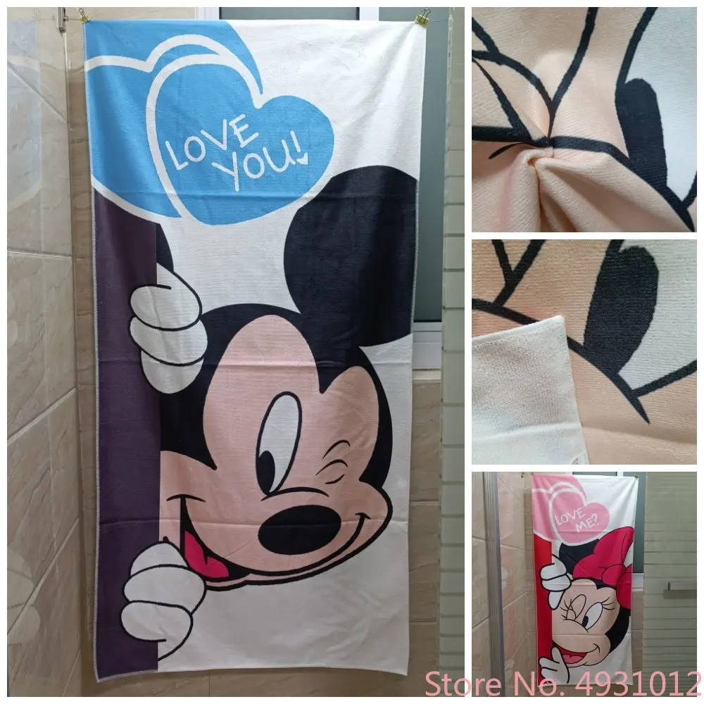 

Cartoon Disney Love Minnie Mickey Mouse Stitch Baby Beach Bath Towel Absorbent Microfibre Children Swimming Towels 75x150cm