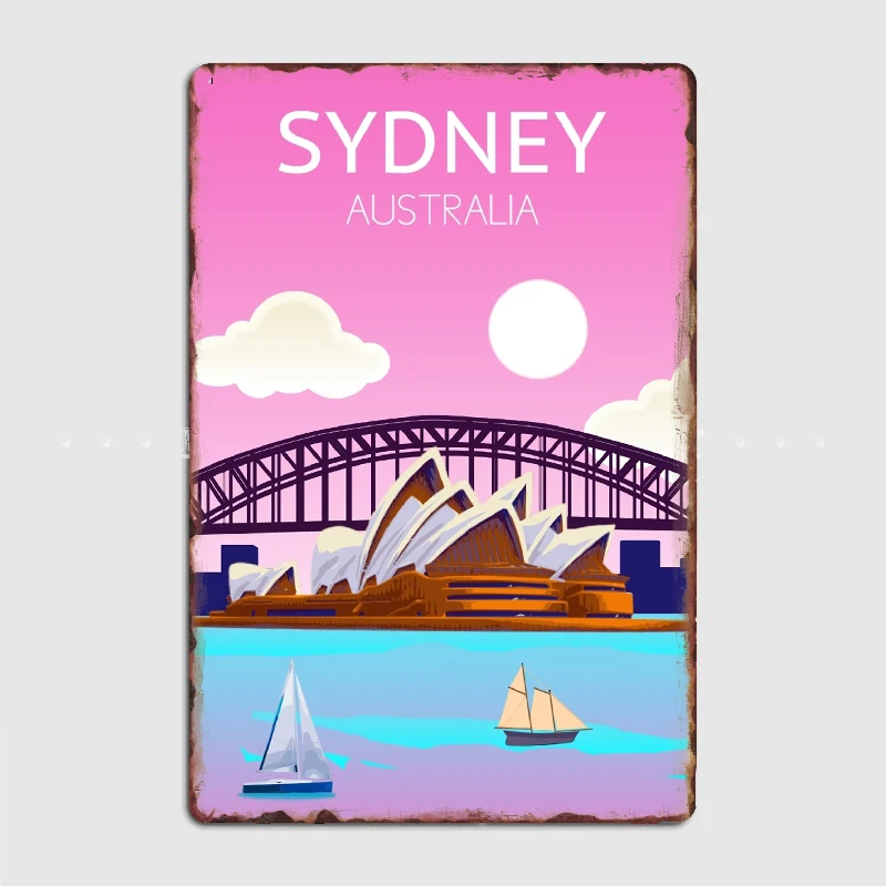 

Сиднейский Австралийский постер для путешествий, металлический плакат с табличкой, постер для клуба, дома, бара, пещера, классические настенные постеры со знаком, декор для комнаты