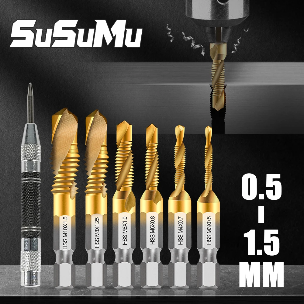 SuSuMu Combination Drill Tap Bit Set for Metal Countersink Deburring Screw Tapping Metric Thread HSS Hex Shank
SuSuMu Combination Drill Tap Bit Set for Metal Countersink Deburring Screw Tapping Metric Thread HSS Hex Shank