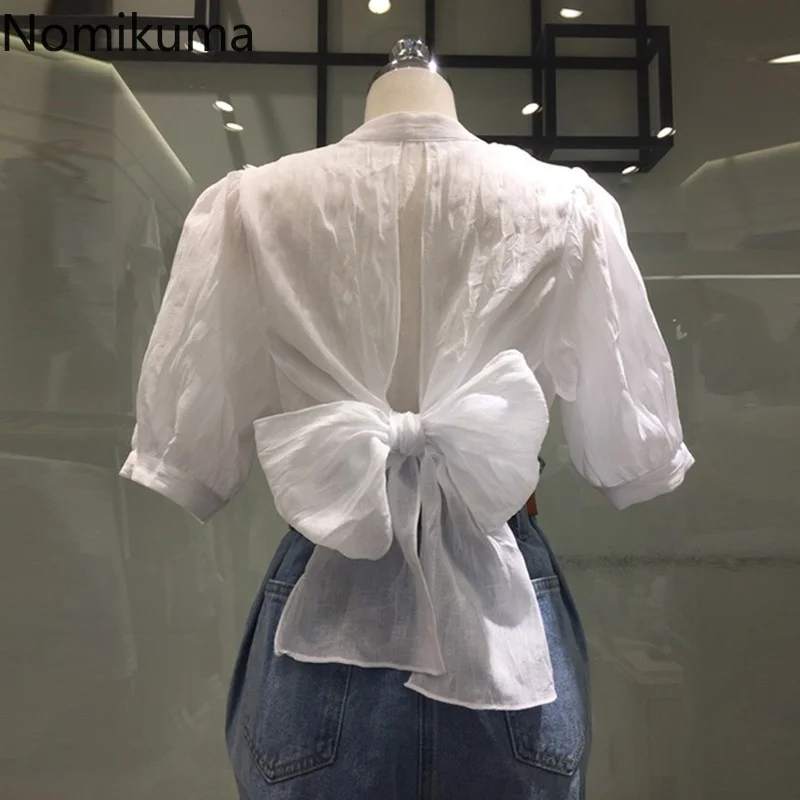 Nomikuma Tops Women 2022 Summer Hollow Out Bowknot Solid Color Simple Shirts for Women Korean Vintage Elegant Camisas De Mujer
Nomikuma Tops Women 2022 Summer Hollow Out Bowknot Solid Color Simple Shirts for Women Korean Vintage Elegant Camisas De Mujer