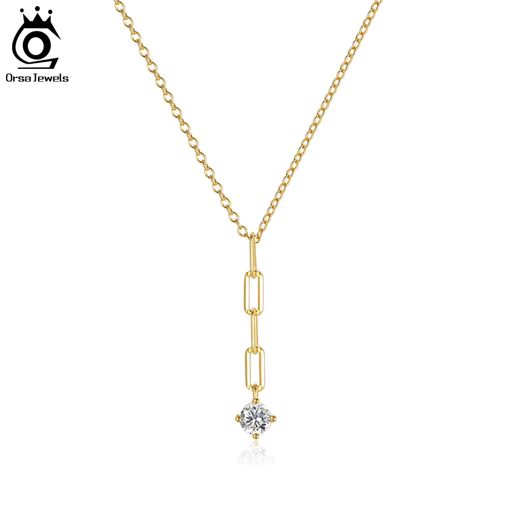 ORSA JEWELS 14K Gold 925 Sterling Silver Zirconia Necklace with Long Paperclip Chain for Women and Girls Party Jewelry EQN35
ORSA JEWELS 14K Gold 925 Sterling Silver Zirconia Necklace with Long Paperclip Chain for Women and Girls Party Jewelry EQN35