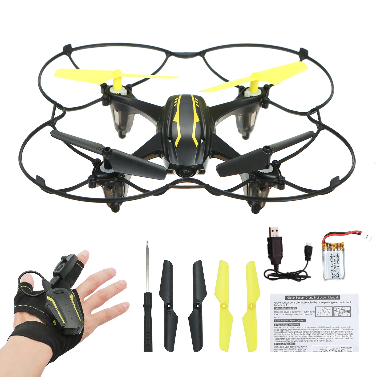 Mini Drone for Kids Indoor Drone Small RC Quadcopter with Glove Sensor Controller 360° Flips One Key Take off One Key Landing
Mini Drone for Kids Indoor Drone Small RC Quadcopter with Glove Sensor Controller 360° Flips One Key Take off One Key Landing