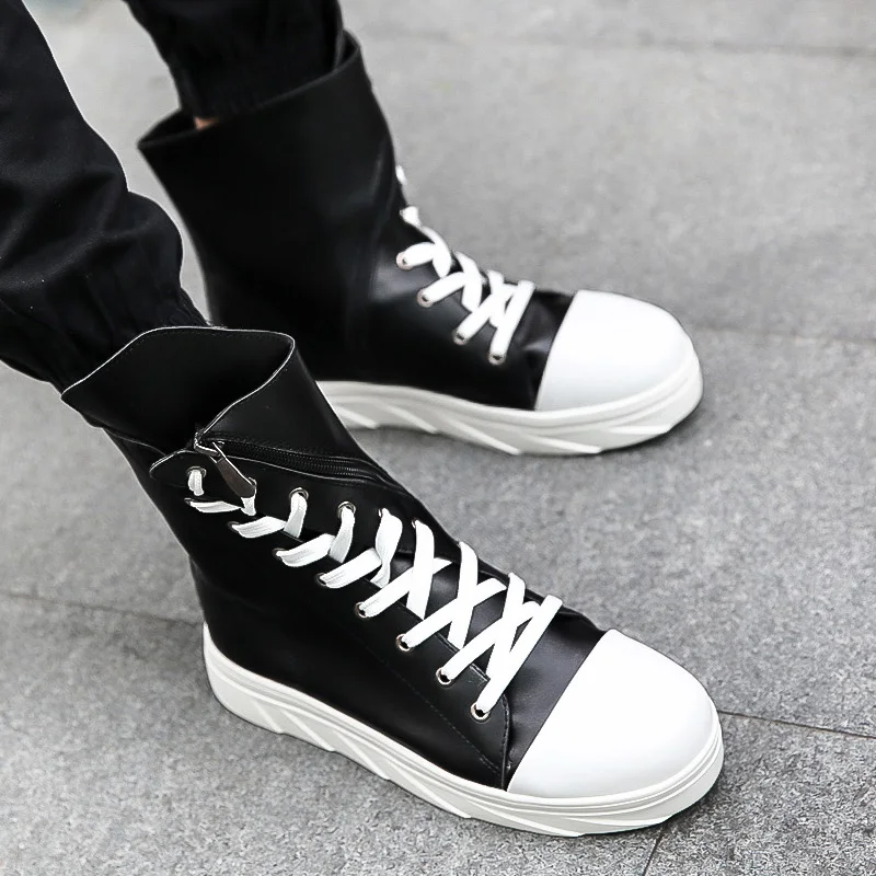 New Arrival Men Casual Boots Black White Pu Leather Boots Mens Fashion Brand Motorcycle Boots Man Wearable Working Men Shoes
New Arrival Men Casual Boots Black White Pu Leather Boots Mens Fashion Brand Motorcycle Boots Man Wearable Working Men Shoes