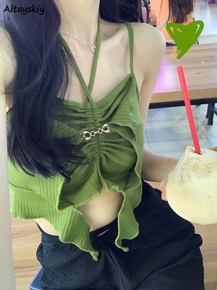 Neck-mounted Camis Women Sexy Summer Korean Style Slim Minority Streetwear Y2k Ins Fashion New Crop Tops Vacation Girlish Solid
Neck-mounted Camis Women Sexy Summer Korean Style Slim Minority Streetwear Y2k Ins Fashion New Crop Tops Vacation Girlish Solid
