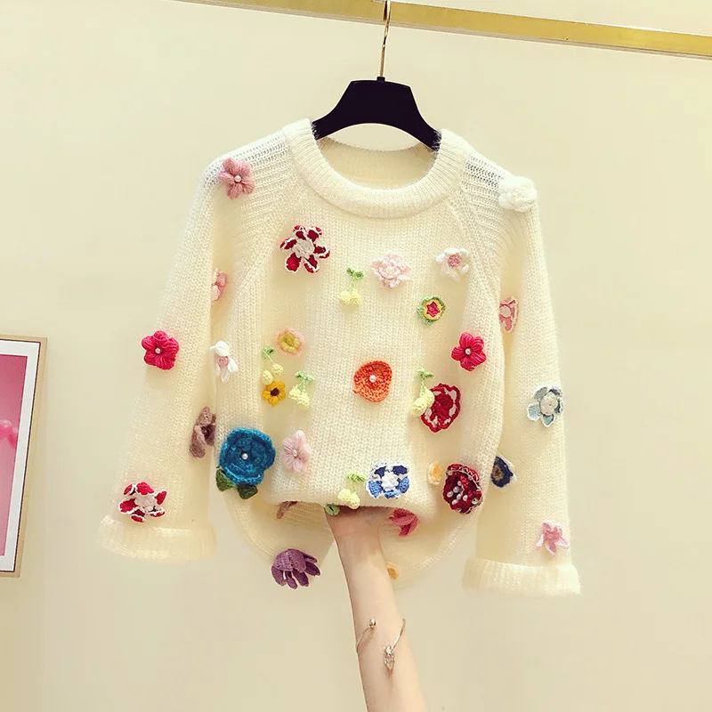 Sweet 3D handmade beaded flowers round neck long-sleeved sweater women 2022 spring and winter new lazy loose sweaters
Sweet 3D handmade beaded flowers round neck long-sleeved sweater women 2022 spring and winter new lazy loose sweaters