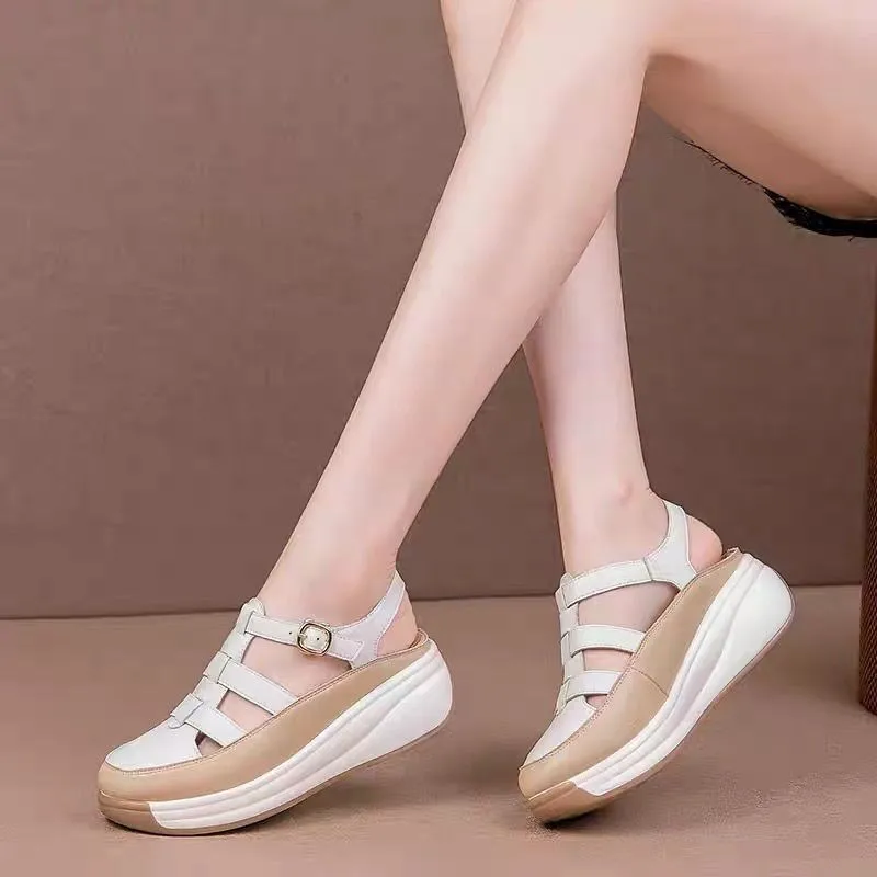 Retro Roman Women's Shoes Soft Sole Wedge Heel Platform Belt Buckle New Casual Trendy Sandals Sandálias De Plataforma
Retro Roman Women's Shoes Soft Sole Wedge Heel Platform Belt Buckle New Casual Trendy Sandals Sandálias De Plataforma