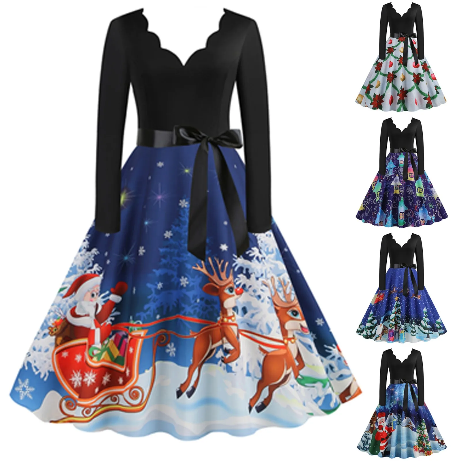 2023 Elegant Dress Christmas Womens Long Sleeve V Neck Printed Vintage Party Fit Dress Patchwork Cocktail vestido navidad mujer
2023 Elegant Dress Christmas Womens Long Sleeve V Neck Printed Vintage Party Fit Dress Patchwork Cocktail vestido navidad mujer
