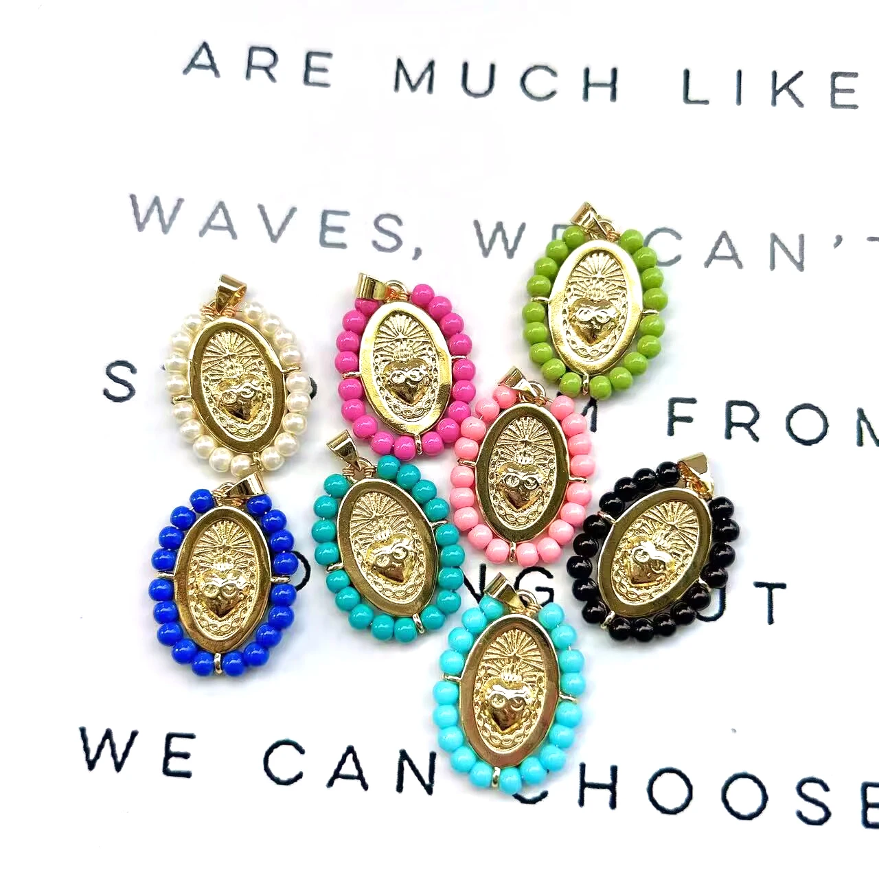 10Pcs Colorful Seed Beaded Christian Jesus and Virgin Mary Heart Gold Plated Pendant Charm Exquisite Religion Jewelry Handmade
10Pcs Colorful Seed Beaded Christian Jesus and Virgin Mary Heart Gold Plated Pendant Charm Exquisite Religion Jewelry Handmade