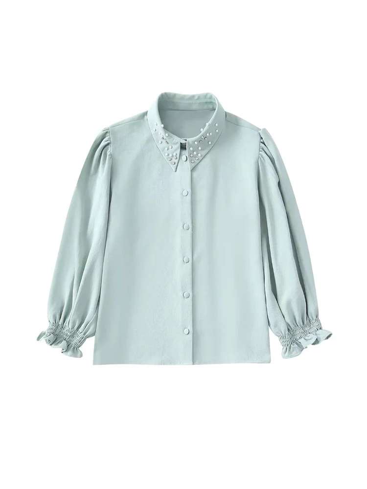 2022 Summer Women Shirts Blouses Tops Casual Solid 3/4 Sleeve Jewelry Turn-down Collar Female Street Top Clothing
2022 Summer Women Shirts Blouses Tops Casual Solid 3/4 Sleeve Jewelry Turn-down Collar Female Street Top Clothing