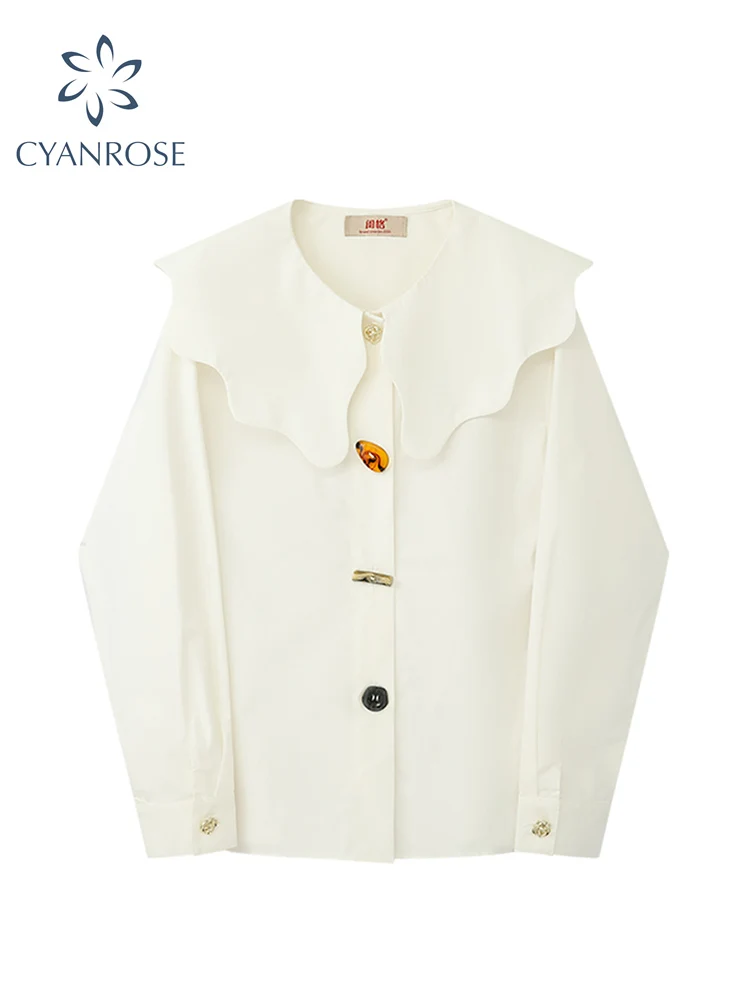 Women's Summer Blouses White Long Sleeve Peter Pan Collar Office Ladies Loose Elegant Casual Vintage Shirts 2022 Female Clothes 
Women's Summer Blouses White Long Sleeve Peter Pan Collar Office Ladies Loose Elegant Casual Vintage Shirts 2022 Female Clothes