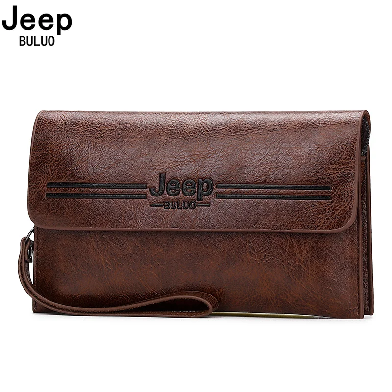 

JEEP BULUO Brand Clutches Bags Men's Handbag For Phone and Pen High Quality PU Wallets Hand bag Male with Card slots