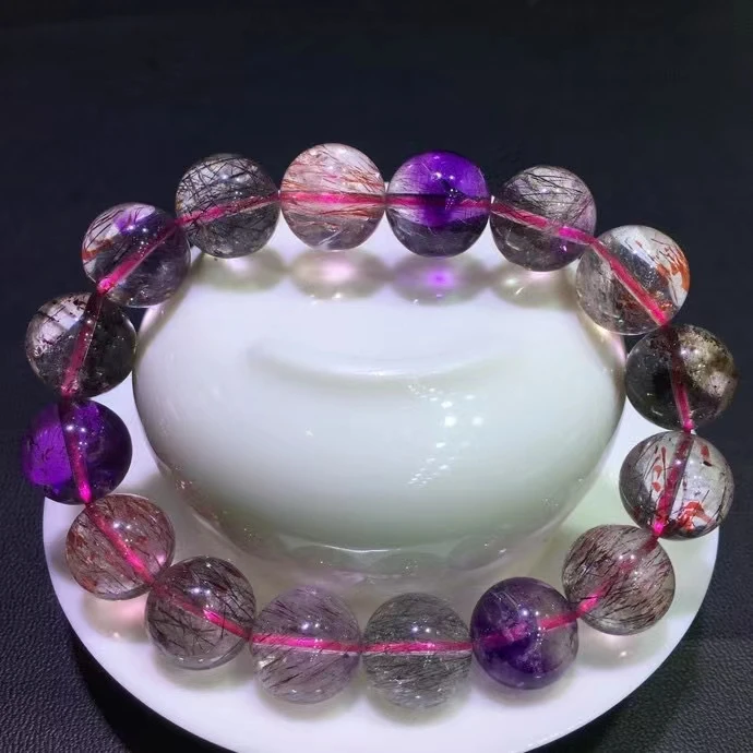 Genuine Natural Colorful Super 7 Lepidocrocite Bracelet 13.2mm Super 7 Clear Beads Purple Rutilated Quartz Women Men AAAAAA
Genuine Natural Colorful Super 7 Lepidocrocite Bracelet 13.2mm Super 7 Clear Beads Purple Rutilated Quartz Women Men AAAAAA