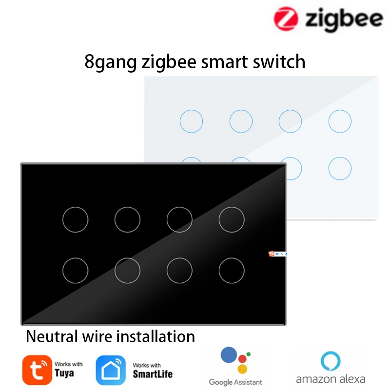 Zigbee Smart Switch 8gang 2way app samrt life Alexa Google Yandex Alice voice control AC100V-240V 1000W/gang light switch
Zigbee Smart Switch 8gang 2way app samrt life Alexa Google Yandex Alice voice control AC100V-240V 1000W/gang light switch