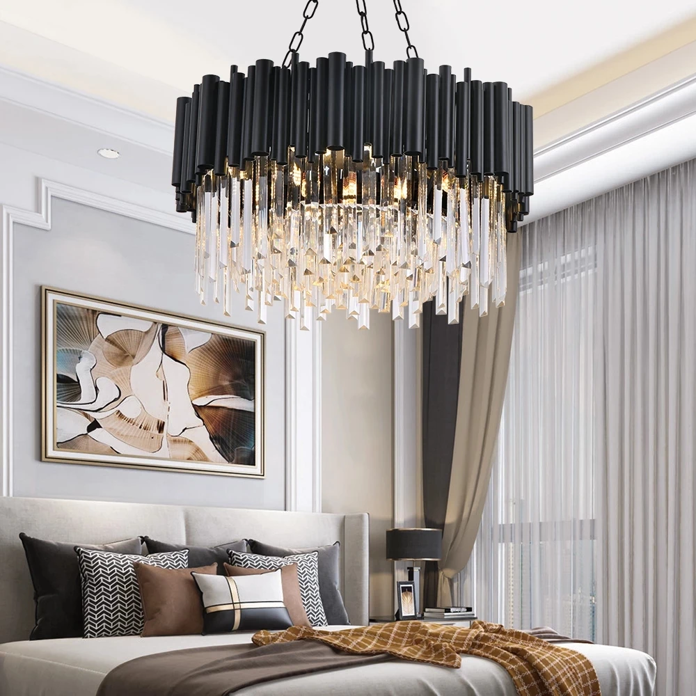 Black Modern Crystal Chandelier For Living Room Luxury Round/Rectangle Hanging Lamp Home Indoor Chain LED Cristal Light Fixtures
Black Modern Crystal Chandelier For Living Room Luxury Round/Rectangle Hanging Lamp Home Indoor Chain LED Cristal Light Fixtures