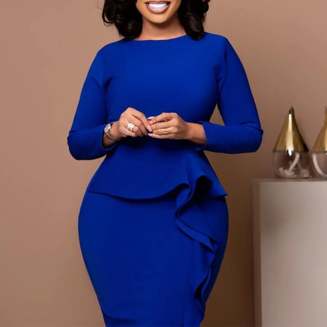 Женское платье-карандаш с рюшами, однотонное платье оранжевого и синего цвета с длинным рукавом, осень 2023
Женское платье-карандаш с рюшами, однотонное платье оранжевого и синего цвета с длинным рукавом, осень 2023