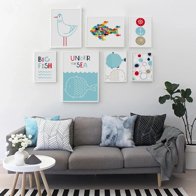 Simple Cartoon Fish Seagull Shellfish A4 A3 A2 Canvas Art Painting Print Poster Picture Children's Bedroom Wall Decoration
Simple Cartoon Fish Seagull Shellfish A4 A3 A2 Canvas Art Painting Print Poster Picture Children's Bedroom Wall Decoration