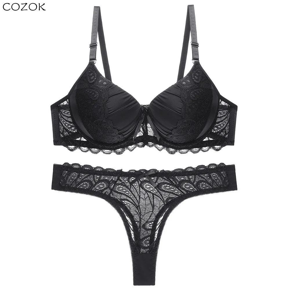 COZOK Women's Bra Sets Seamless Underwear Lace Sexy Lingerie Panties Bralette Thin Briefs Female Intimate Black Push Up Bra Suit
COZOK Women's Bra Sets Seamless Underwear Lace Sexy Lingerie Panties Bralette Thin Briefs Female Intimate Black Push Up Bra Suit