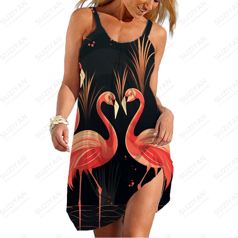 Holiday Leisure Dress Summer New Fashion Dress Female Classic Spaghetti Strap Dress Flamingo 3D Printed Oversized Dress
Holiday Leisure Dress Summer New Fashion Dress Female Classic Spaghetti Strap Dress Flamingo 3D Printed Oversized Dress